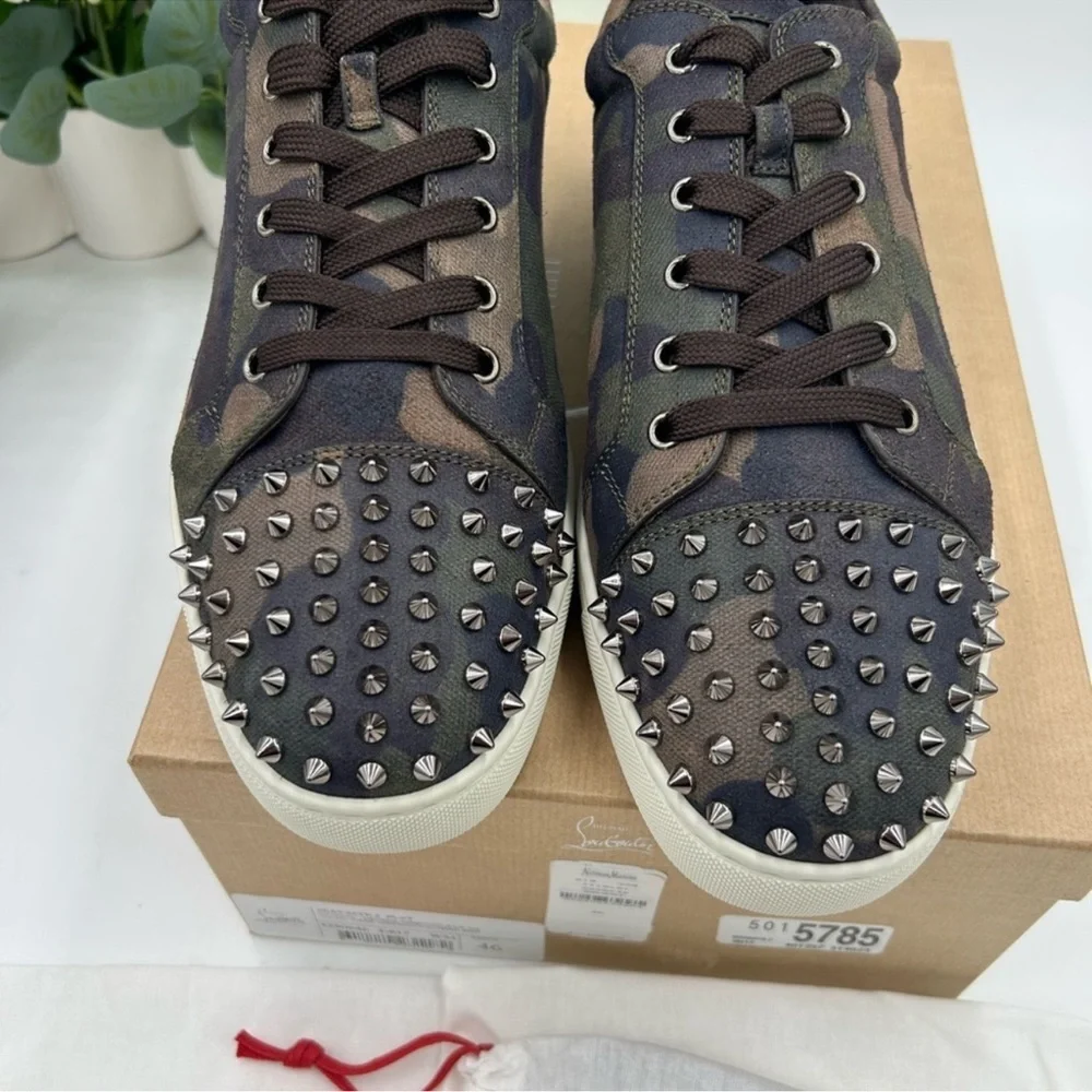 Men’s Christian Louboutin SEAVAST camouflage print sneakers size 46 made Italy